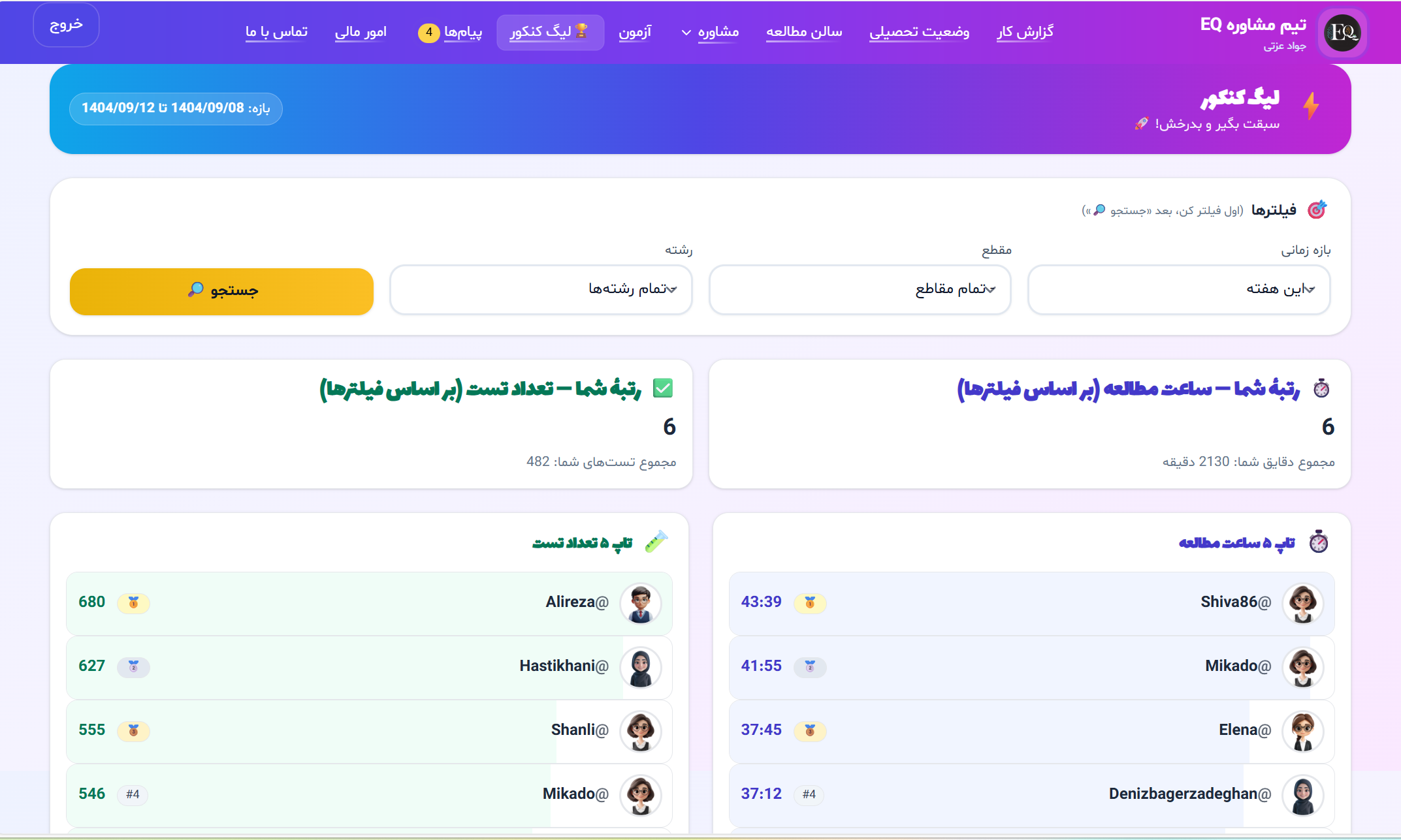 لیگ کنکور و رتبه‌بندی دانش‌آموزان